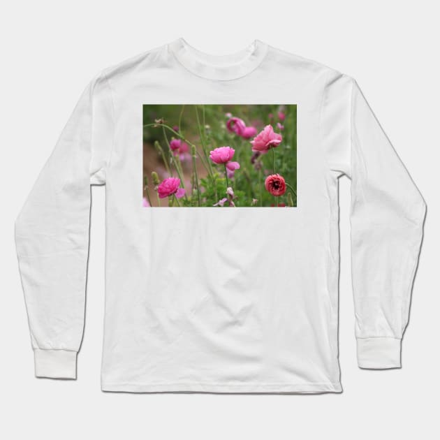 Fuchsia Ranunculus Long Sleeve T-Shirt by ButterflyInTheAttic
